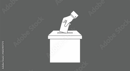 Female hand casting vote into ballot box, symbolizing women's equality, suffrage, democratic rights, and political participation.