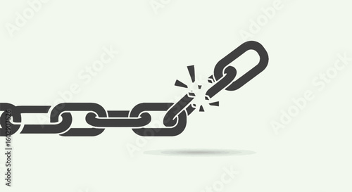 Empowering symbol: broken chain link representing freedom, equality, liberation, and overcoming barriers.