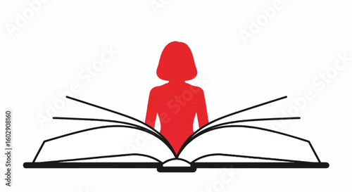 Empowered Woman Silhouette with Open Book: Symbol of Education, Knowledge, Rights & Gender Equality for Women's Equality Day