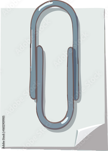 A metallic office paperclip, an isolated stationery symbol and business attachment tool, is illustrated as a 3D icon on a white background