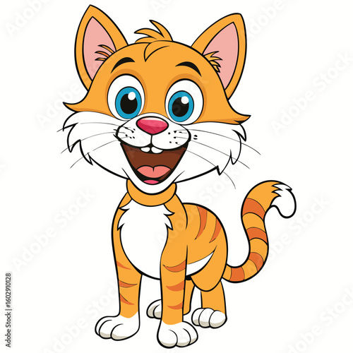 Vector illustration of a happy funny cat 