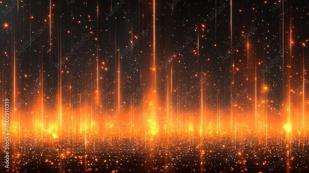 Fototapeta premium Sparkling orange lights glow with radiant energy