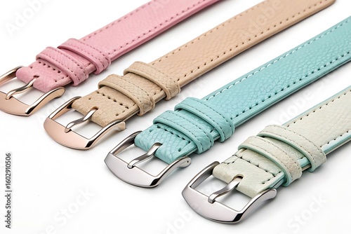Pastel leather watch straps with metal buckles pastel colors pink