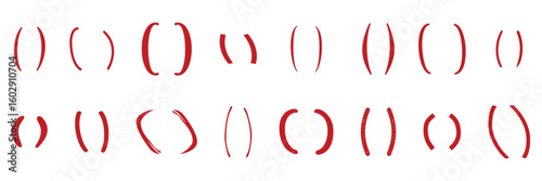 Braces or curly brackets set icons.