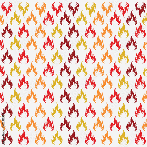 Fiery Blaze: A seamless pattern of stylized flames in vibrant hues, creating a dynamic and energetic visual that is sure to captivate the viewer.