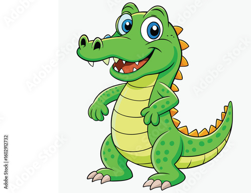 Vector illustration of a happy baby crocodile 