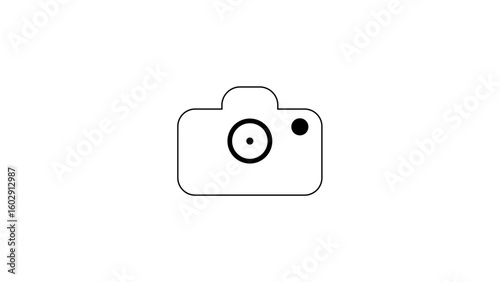 Camera Icon with Lens Vector Design. amera icon with a lens, representing photography and image capture. This clean and minimalist icon is ideal for photography apps, camera devices, or media-related 