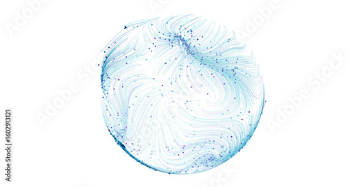 Swirling blue data visualization,perfect for tech, AI, or network concepts.