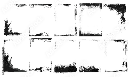 Old worn paper texture with grunge overlay, distressed paint brush splatter, and vintage grainy stamps. Vector template for retro art, abstract pattern, concrete background
