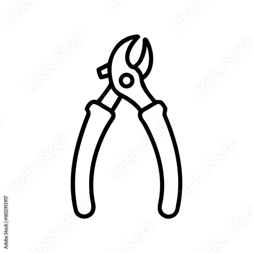 Pliers with rubber grips in simplistic black line art design  