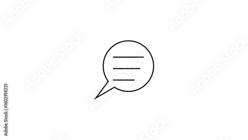 chat bubble with horizontal lines, commonly used in messaging, communication apps, or chat interfaces to represent text or conversations.