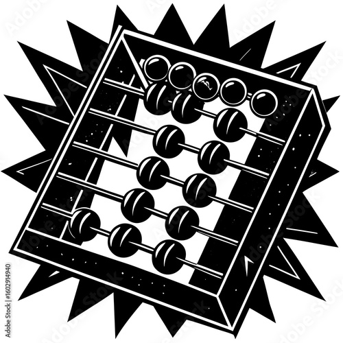 Retro abacus with a starburst background