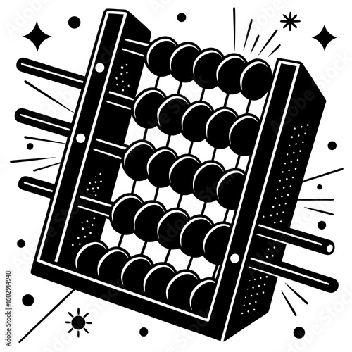 Stylized abacus with sparkle accents