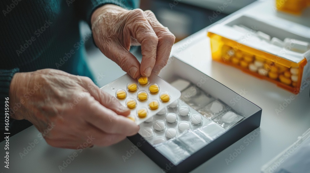Obraz premium Elderly Patient Taking Parkinson's Medication