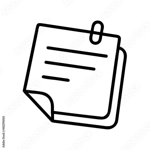 Sticky note with blank lines and paperclip for reminders  