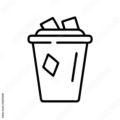 Outline of a trash can filled with waste and garbage  