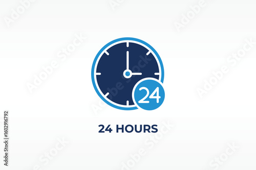 24 HOURS vector, icon or logo sign isolated symbol illustration
