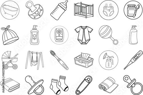 Baby care items collection essentials bathtub