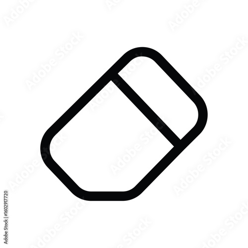 Eraser icon, eraser tool for drawing. Rubber stationary outline