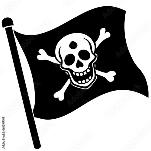 Classic jolly roger pirate flag waving
