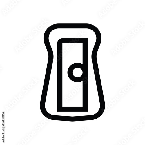 Pencil sharpener icon, simple flat sketch. Office stationary