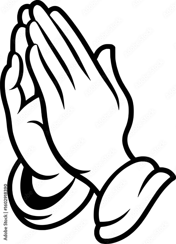 Fototapeta premium Praying hands symbol black and white gesture devotion