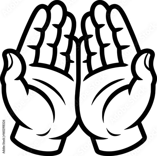 Open hands reaching upwards in a gesture of offering or prayer vector