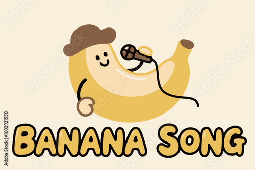 Wallpaper Mural Playful Banana Character Singing with a Microphone Representing Fun Music and Entertainment Torontodigital.ca