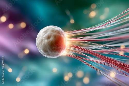 Abstract neural connection imagery with vibrant colors and light effects