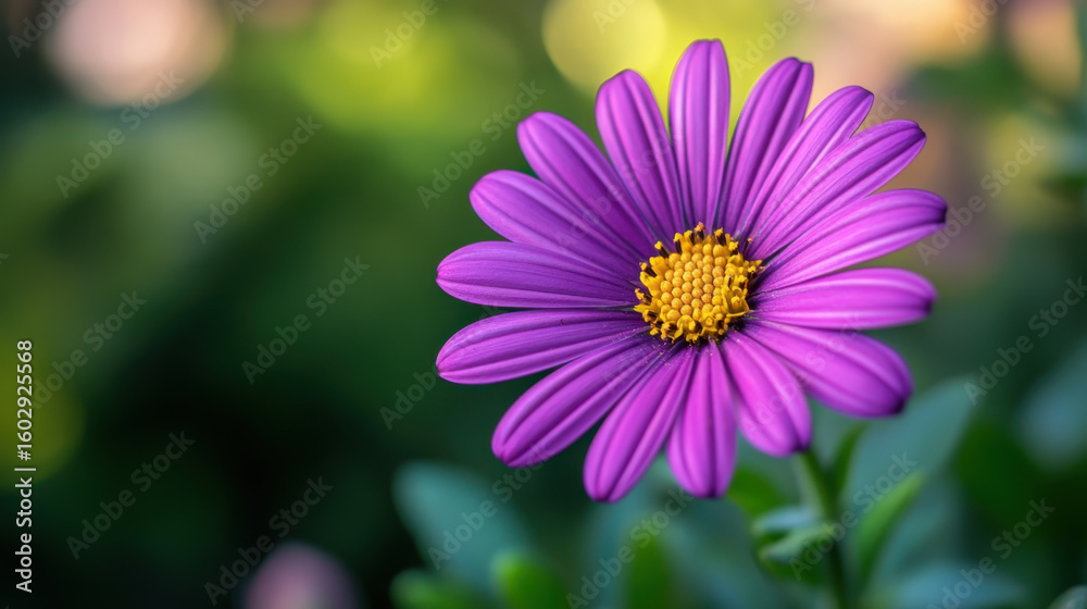 Fototapeta premium purple flower in sharp focus against serene blurred background