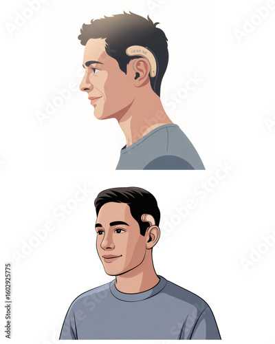 Person with Cochlear Implant – Vector Illustration