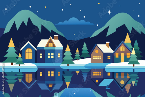 winter landscape with houses