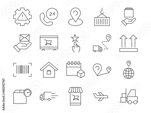 Delivery icon set. editable stroke. Vector illustration