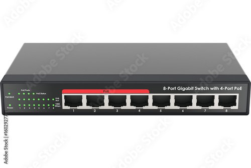 8 Port Gigabit Switch with 4 port PoE.