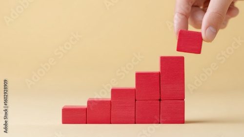A person is holding a red block and breaking it into smaller pieces