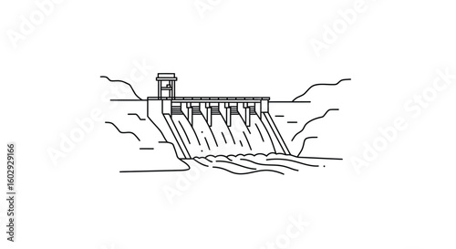 Illustration of a Hydroelectric Dam