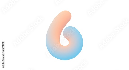Abstract, flowing, gradient-colored shape against a clean white background.
