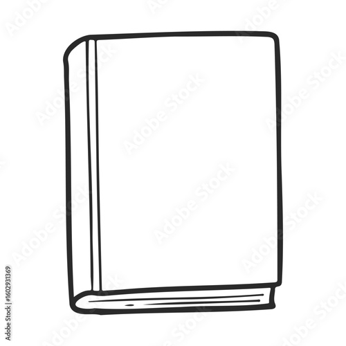Monochrome illustration of a closed hardcover book with blank cover – stock vector icon in line style