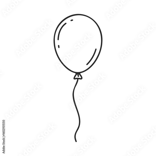 Black and white illustration of a simple balloon drawing – stock vector icon in line style