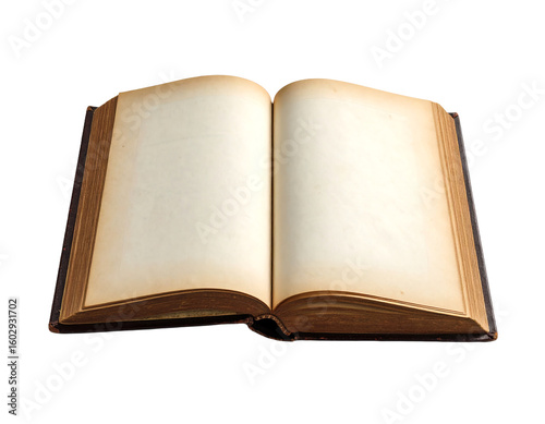 opened old book isolated on white background