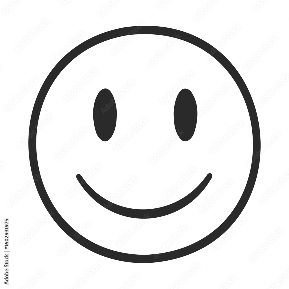 Fototapeta premium Simple black and white smiley face icon with minimalist design – stock vector icon in line style