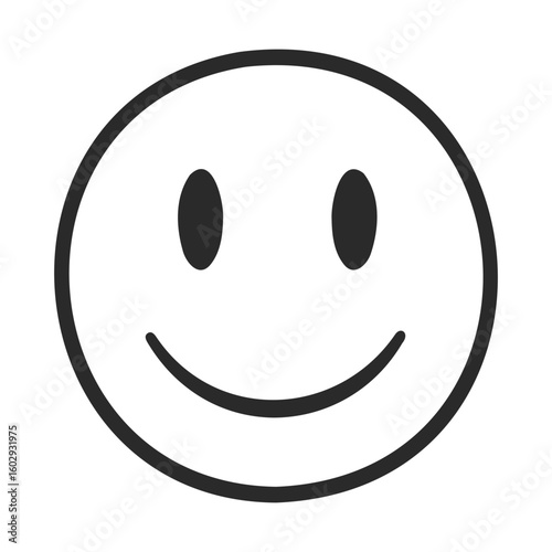 Simple black and white smiley face icon with minimalist design – stock vector icon in line style