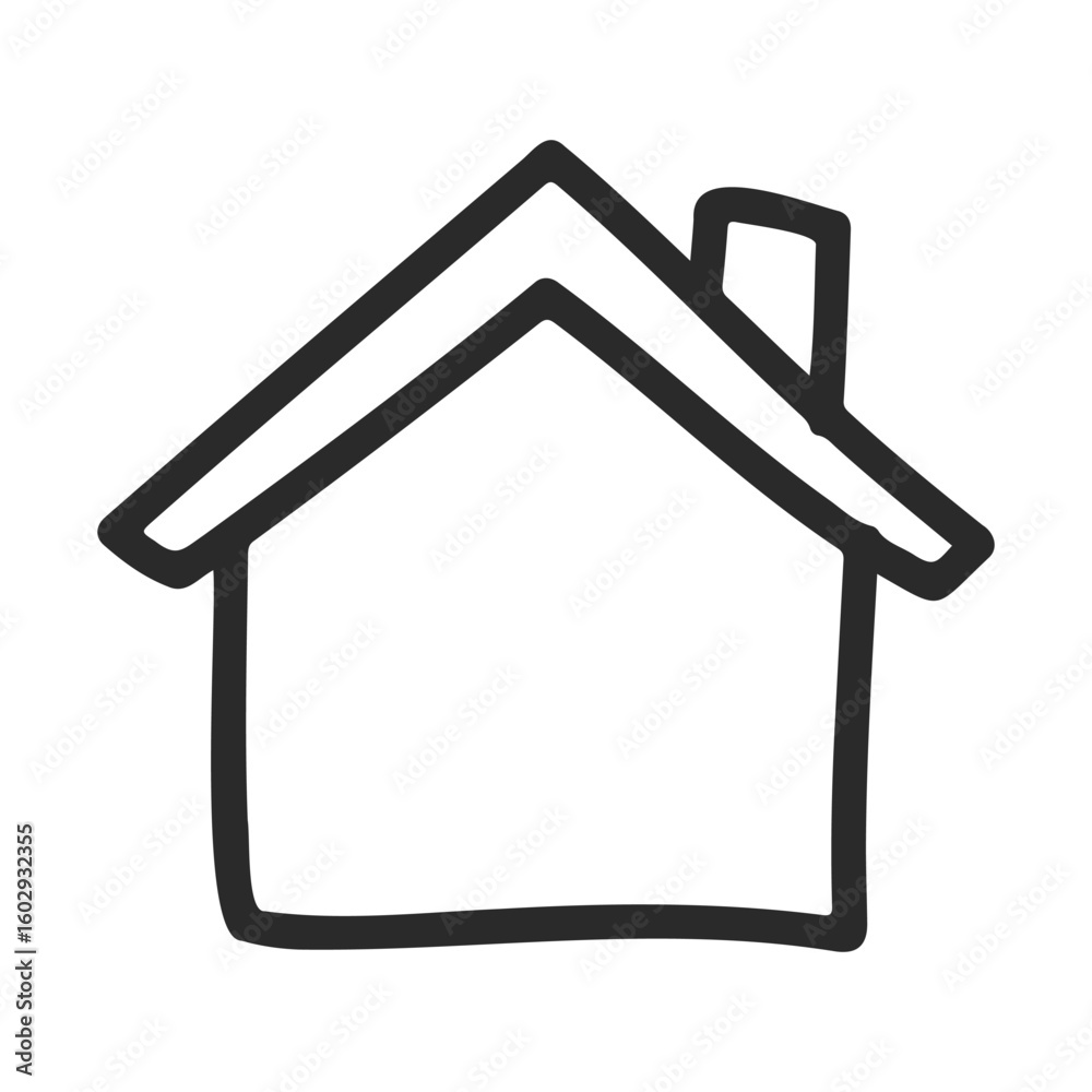 Obraz premium Simple black and white house icon with chimney – stock vector icon in line style