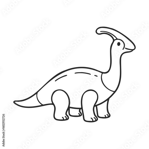 Outline of parasaurolophus dinosaur with crest – stock vector icon in line style