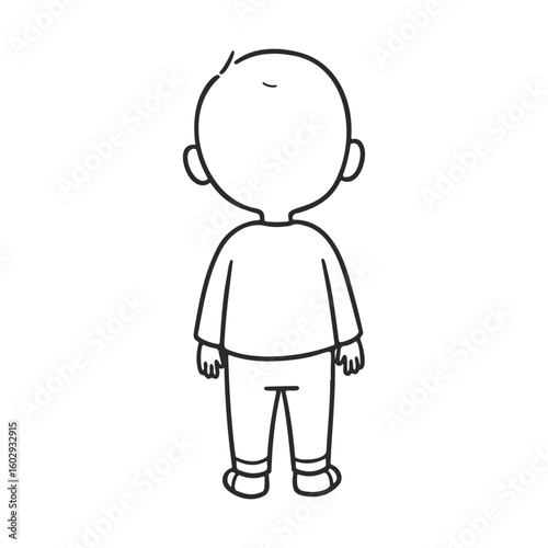 Outline drawing of child facing away in pajamas – stock vector icon in line style