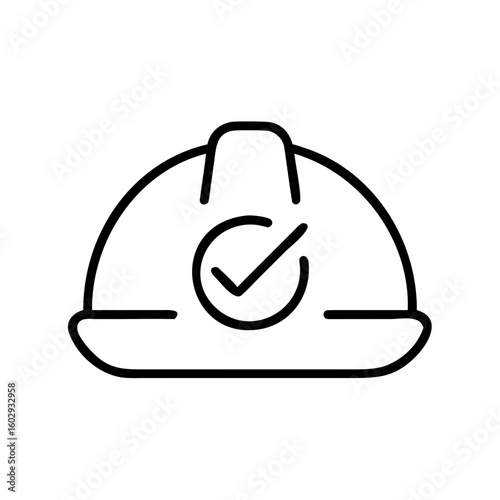 Construction helmet icon with check mark for safety compliance  