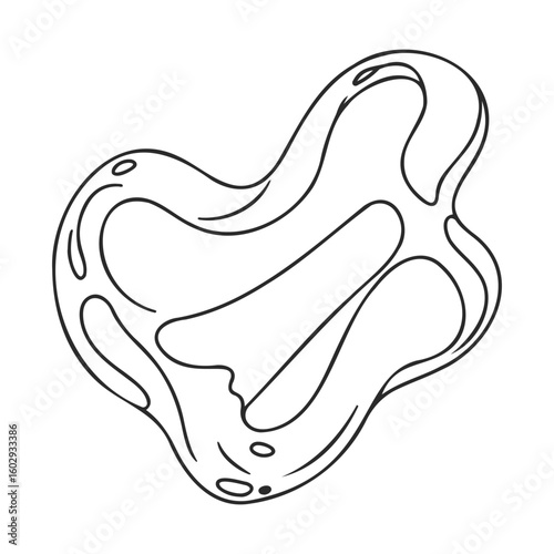 Abstract black and white fluid shape with smooth curves and organic design – stock vector icon in line style
