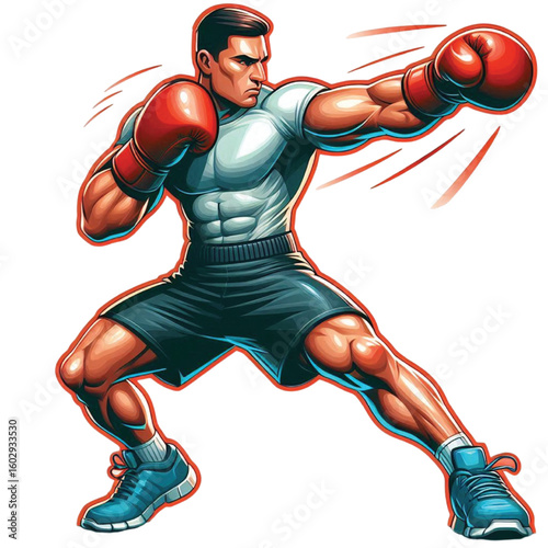 Boxer Man Punching Fitness illustration