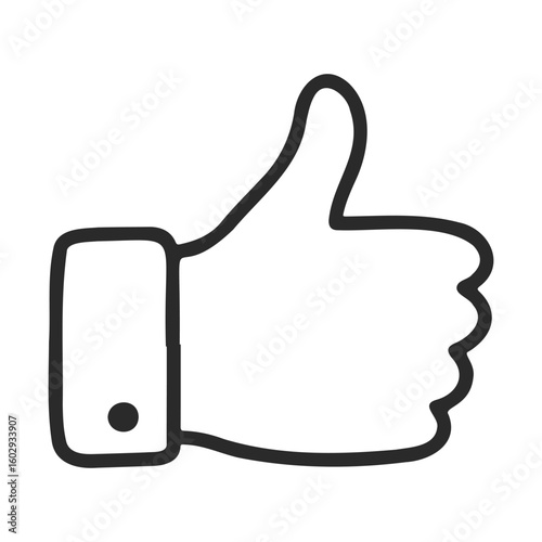 Outline of thumbs up hand gesture signifying approval or agreement – stock vector icon in line style