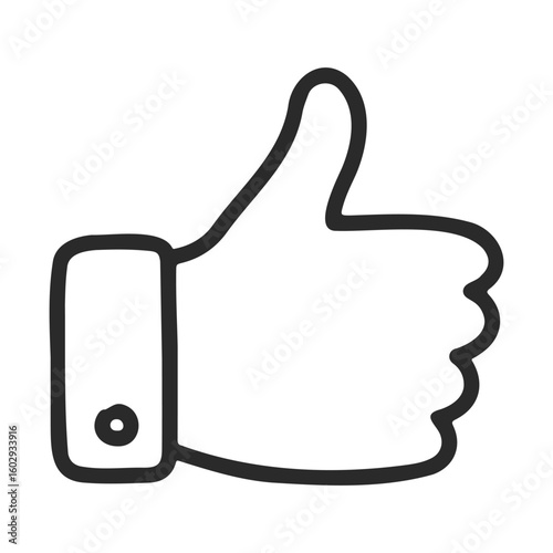 Thumbs up gesture line art illustration with cuff detail – stock vector icon in line style